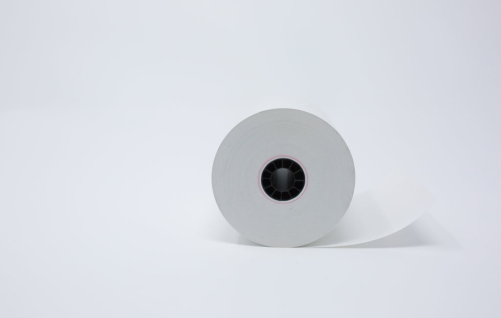 3 1/8” x 220’ Thermal Roll Paper - 1/2”ID - 50 rolls/case